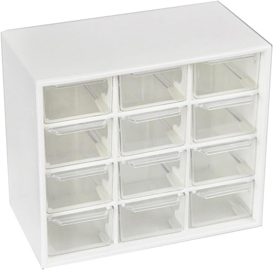 12-compartment plastic desktop drawer storage box, suitable for storing stationery, gemstones, hairpins, rubber bands, contact lenses, etc (White)