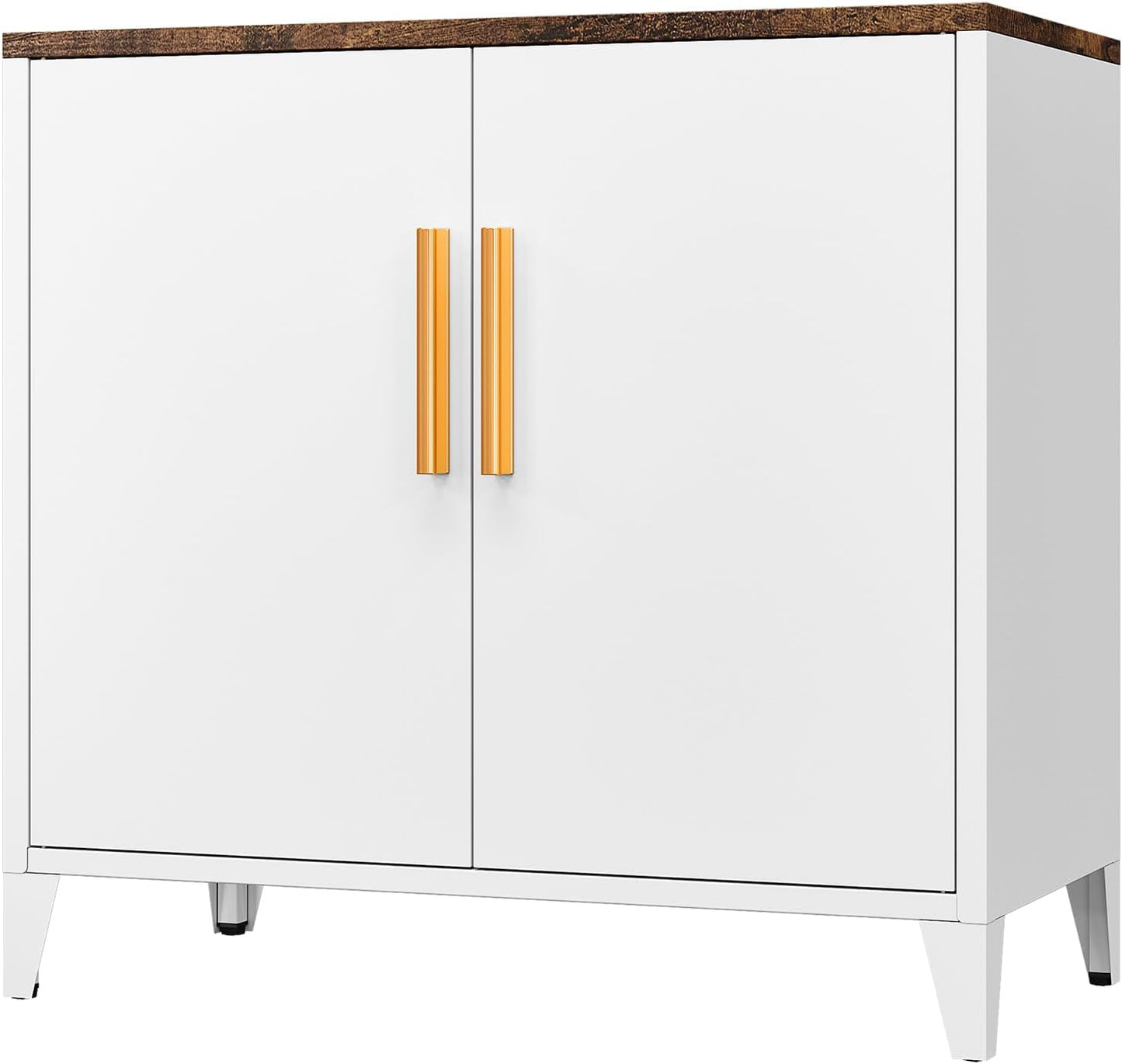 STANI 30" H Outdoor Storage Cabinet, Sideboard Buffet Cabinet, 2 Doors, Metal, Adjustable Shelf, Kitchen,Coffee Bar, Garden, Entryway, Table Cupboard,16" Dx 32" Wx30 H White