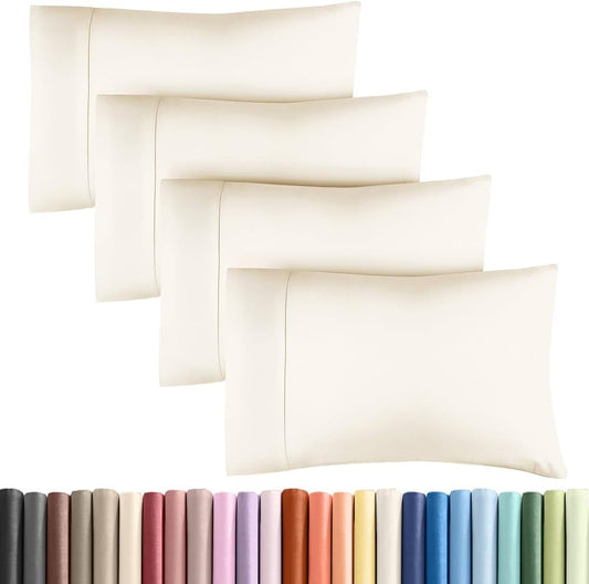 King Pillow Cases - 4 Pack - Super Soft Pillowcase Covers - Envelope Enclosure - Hotel Quality Pillow Protectors - Wrinkle Free, Shrink and Stain Resistant - Machine Washable - 20" x 40" (Off White)