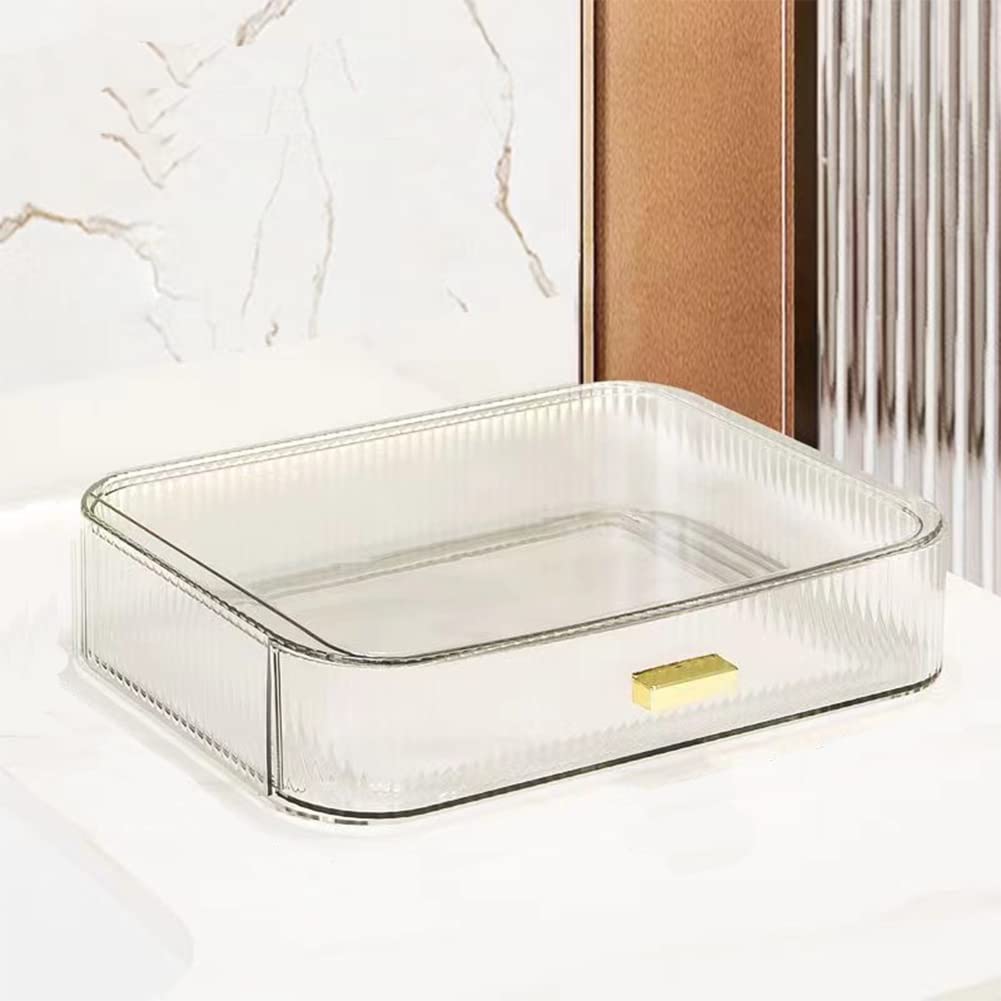 MIUOPUR Stackable Makeup Organizer Drawers, Bathroom Vanity Organizers and Storage, Ideal for Desk and Dresser Countertops, Great for Cosmetics, skincare, Lipsticks, Nail Care -Clear
