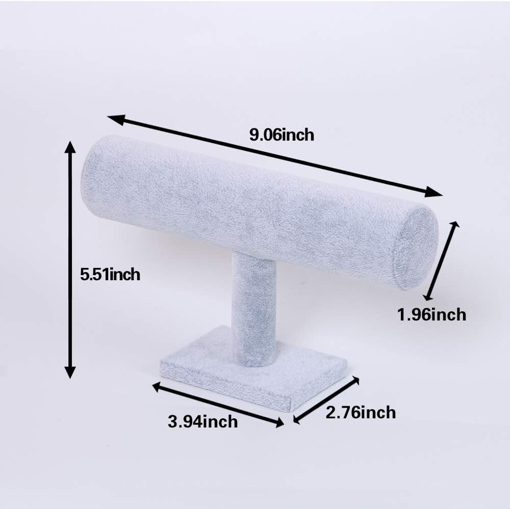 Coward T-Bar Bracelet Holder Organizer Jewelry Display Boutique Watch Stand for Home Organization Storage (Gray Velvet)