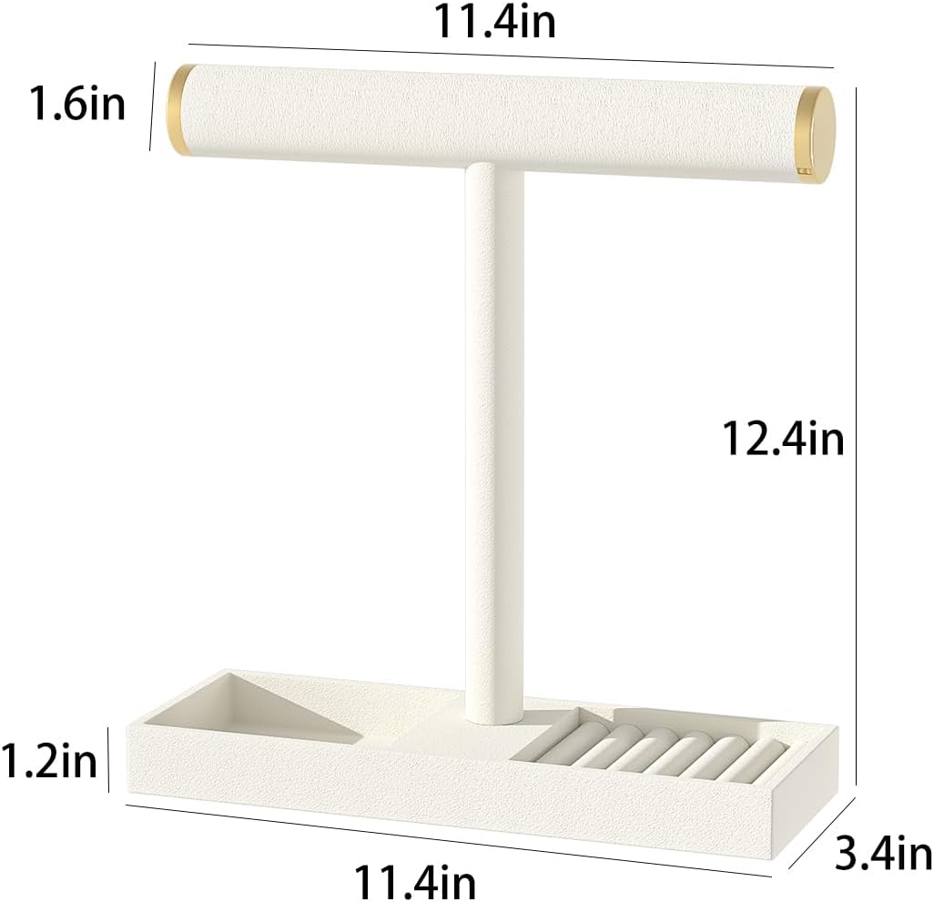Bracelet and Necklace Holder,Velvet Jewelry Necklace Display Organizer Stand,bracelet Holder for Selling,Bracelet and Necklace Storage Tree (Style 1（Beige+ Metal lid）)