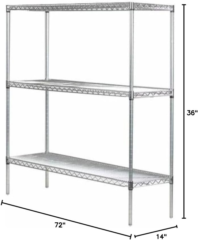 Omega 14" Deep x 72" Wide x 36" High 3 Tier Gray Starter Shelving Unit