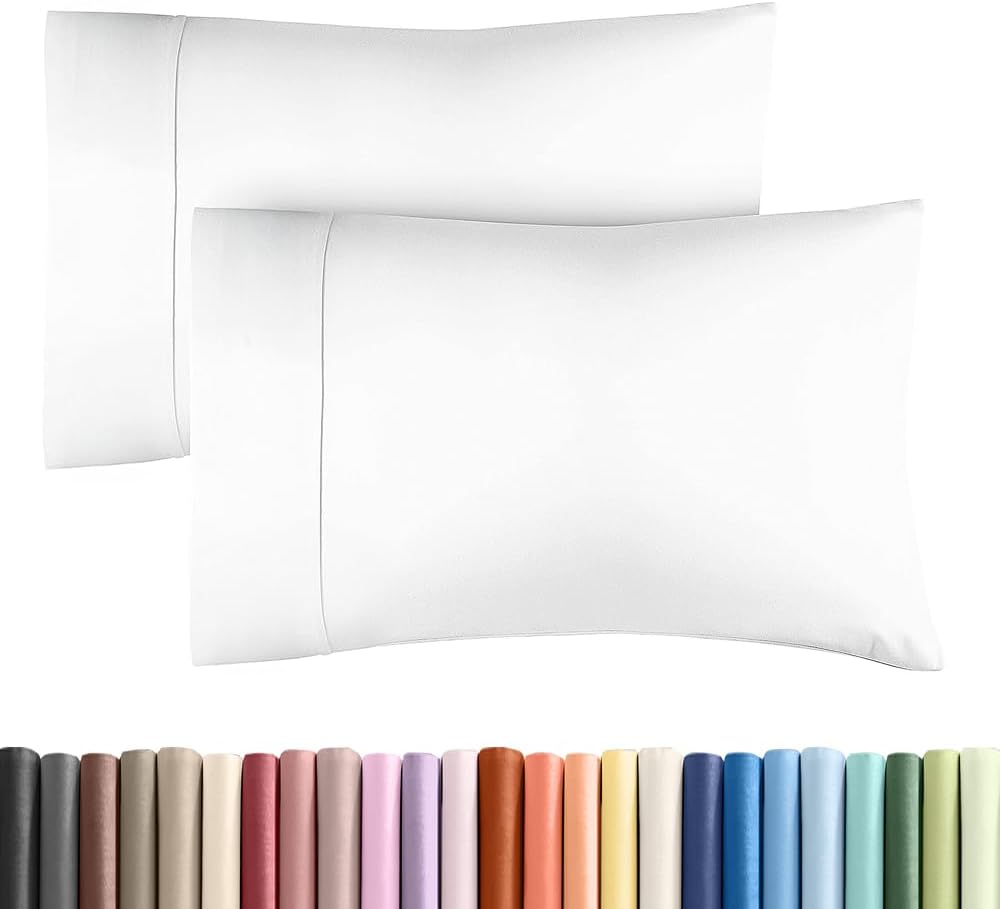 Standard Pillow Cases - 2 Pack - Super Soft Pillowcase Covers - Envelope Enclosure - Hotel Quality Pillow Protectors - Wrinkle Free, Shrink and Stain Resistant - Machine Washable - 20" x 26" (White)