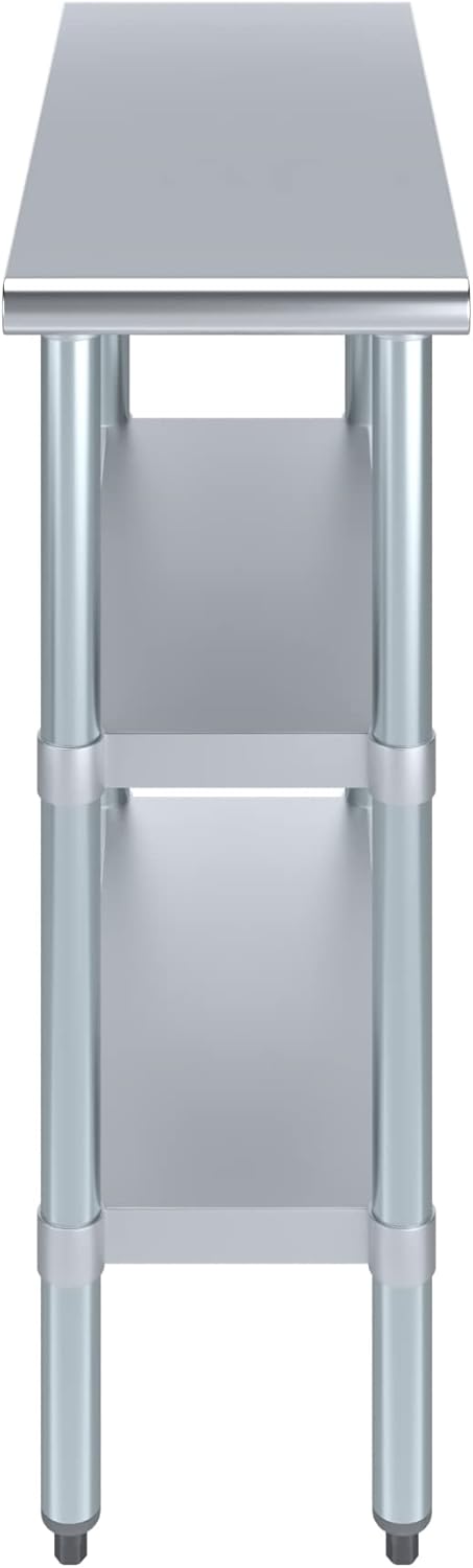 AmGood Stainless Steel Work Table with 2 Shelves | NSF | Metal Utility Table (12" Long x 30" Deep)