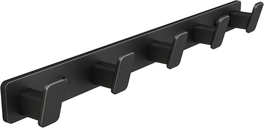 Black Coat Rack Wall Hooks for Hanging Heavy Duty Door Hooks with 5 Hooks Key Holder for Wall Hat Rack for Entrance Coat Hook