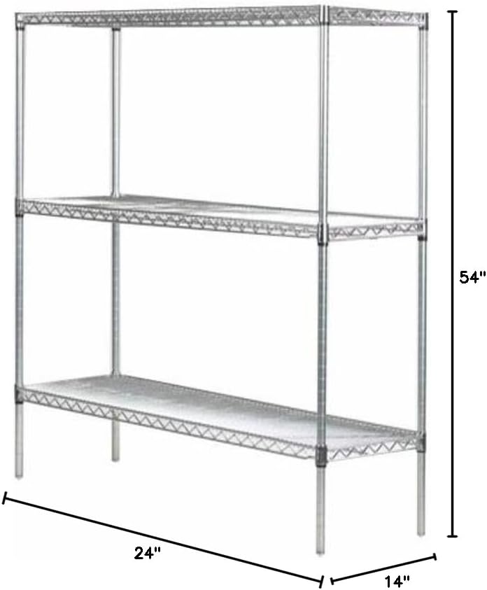Omega 14" Deep x 24" Wide x 54" High 3 Tier Chrome Starter Shelving Unit