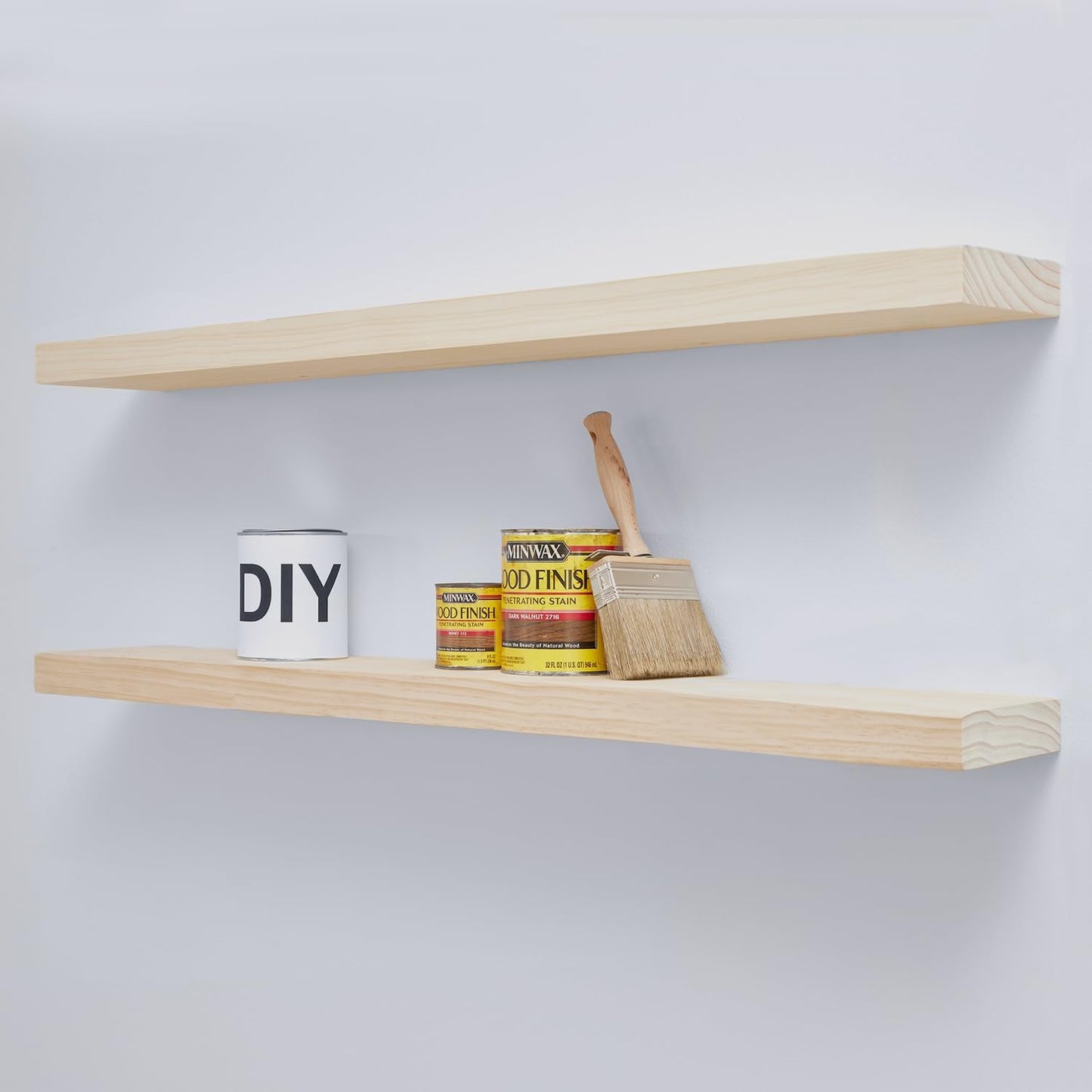 Homeforia 42 inch Wood Floating Shelf, High End Solid Natural Wood 42inch Large Floating Shelves for Wall Mounted, Unfinished Wooden Floating Shelves, Heavy Duty Bracket, 42 X 6.5 X 1.75 in, Set of 2