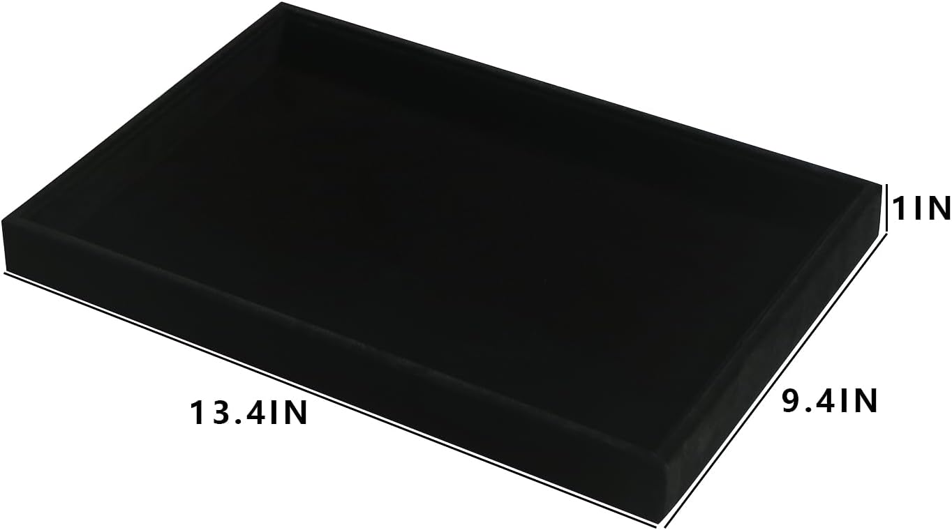 Coward 2Pcs/Set Black Velvet Stackable Jewerlry Organizer Tray Velvet Blank Tray Holder for Beads Bracelets Necklaces Earrings Store Selling or Home Show