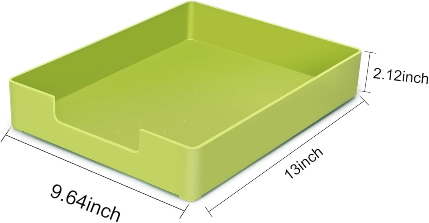 Letter-Size Tray, Desk Drawer Organizer, A4 Plastic Paper Tray for Office, School, Home Storage, and Storage Containers for Christmas Ornaments, Gift Wrap, and Crafts (Green)