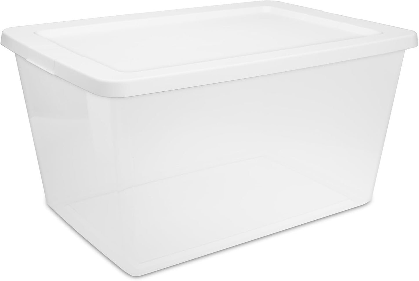 2-Pack 58 Quart Clear Storage Bins with Snap-On White Lids, Stackable Plastic Containers for Home Organization, Closet, Bedroom, Garage Storagea