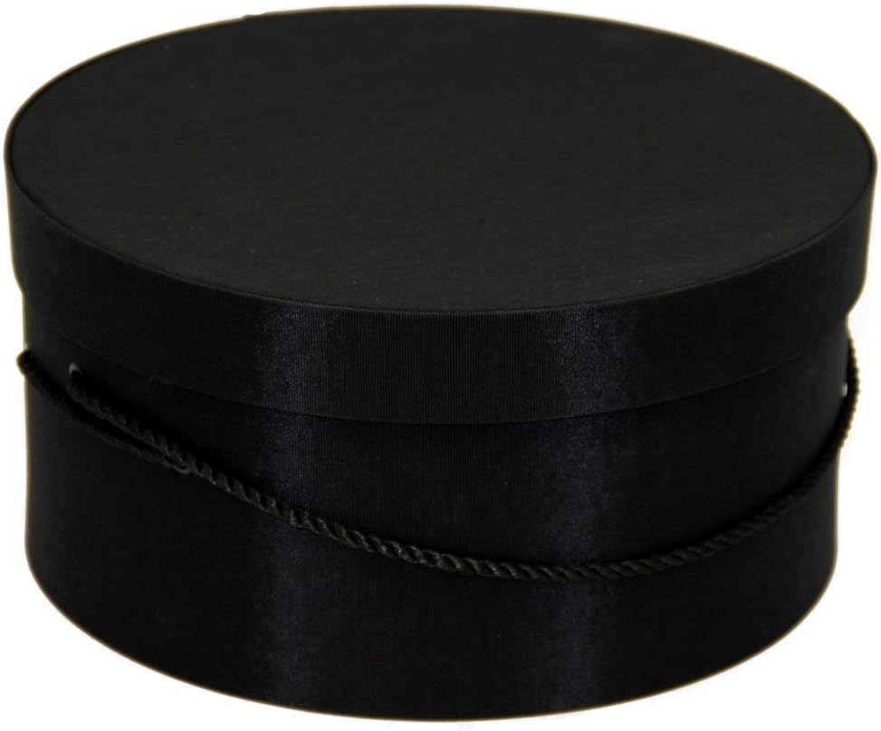 Sarah's Hat Boxes Classic Black Hat Box – 11" x 5.5" (Dia. x Ht.) Handmade in USA – Odorless Non-Toxic Adhesive, Cording Handle – Premium Storage for Hats & Accessories