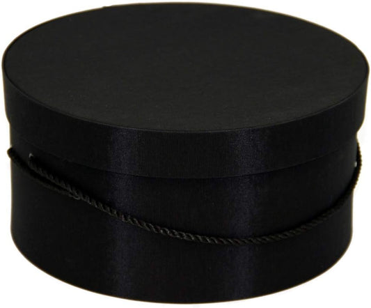 Sarah's Hat Boxes Classic Black Hat Box – 8.75" x 4.5" (Dia. x Ht.) Handmade in USA – Odorless Non-Toxic Adhesive, Cording Handle – Premium Storage for Hats & Accessories