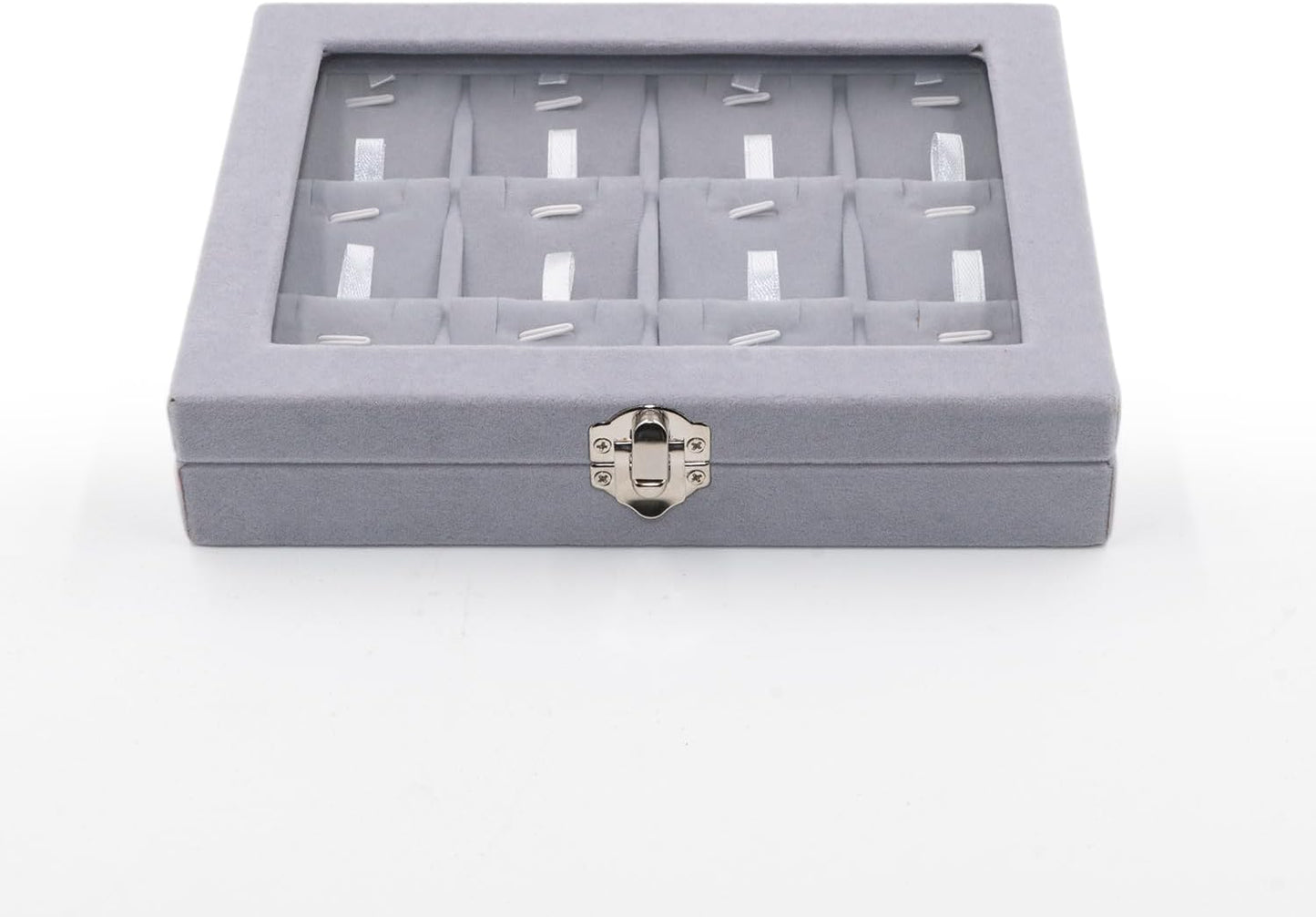 Jewelry Box Necklace Organizer Tray, Grey Necklace Display Case for Storage Jewelry Small Necklaces Display Stand 12 Slot Pendant Holder for Women