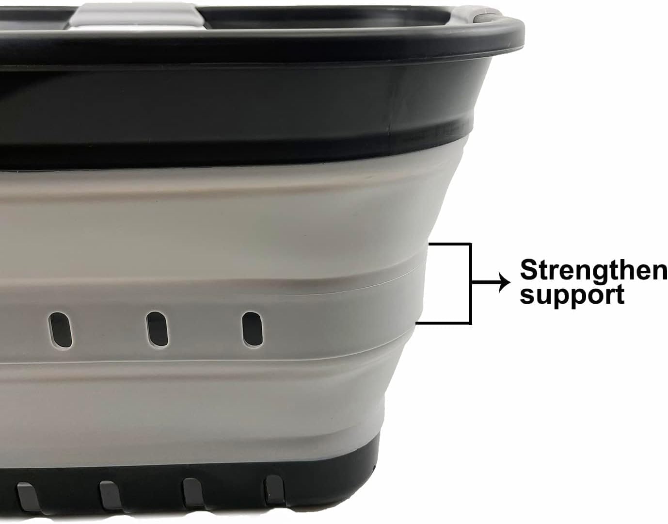 SAMMART 42L (11 gallon) Collapsible Plastic Laundry Basket - Foldable Pop Up Storage Container/Organizer - Space Saving Hamper/Basket (Black/Alloy Grey)