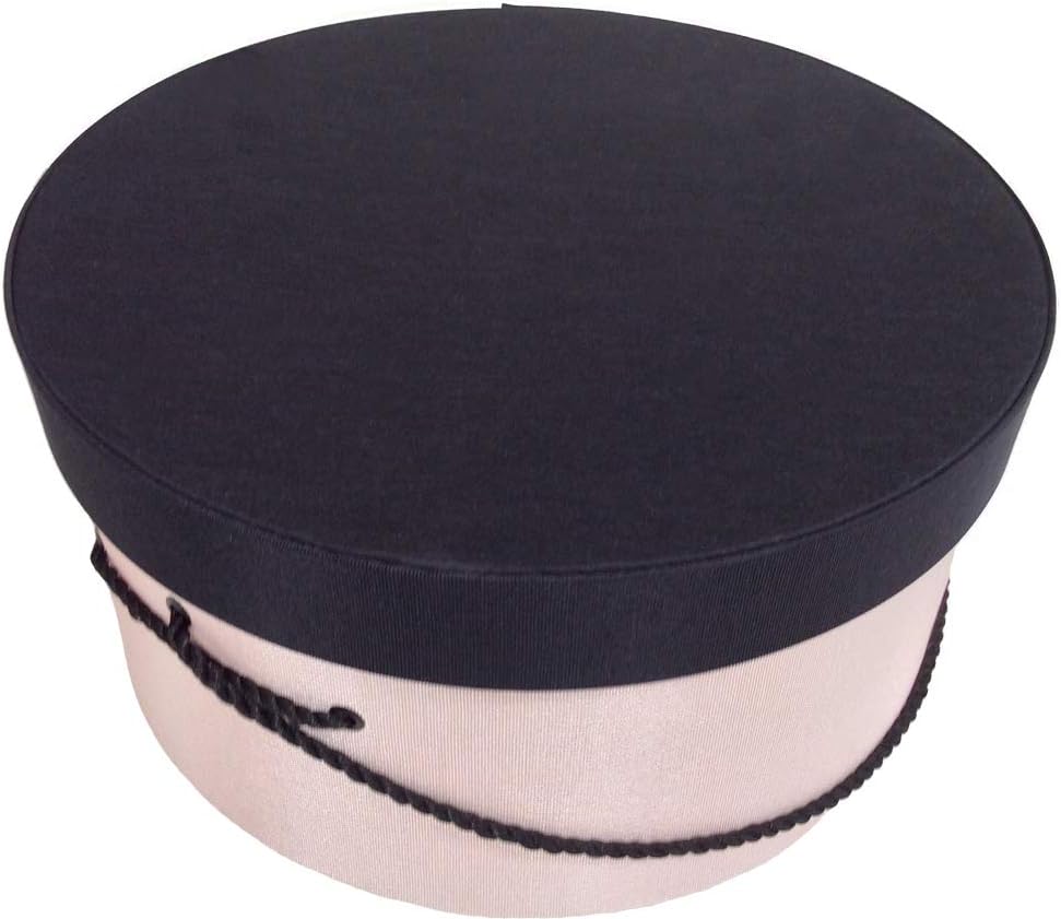 Sarah's Hat Boxes Classic Pink/Black Hat Box – 12.75" x 6.5" (Dia. x Ht.) Handmade in USA – Odorless Non-Toxic Adhesive, Cording Handle – Premium Storage for Hats & Accessories