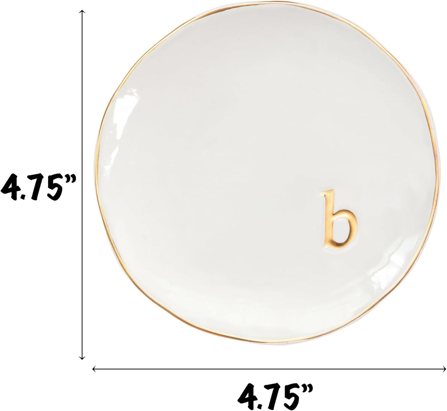 COLLECTIVE HOME - Ceramic Jewelry Tray, Decorative Trinket Dish for Rings Earrings Necklaces Bracelet Watch Keys, Birthday Mother's Day Christmas Gift for Women, 4.75", Glossy (b)