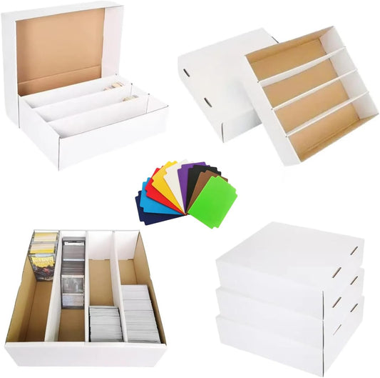 2 Set Sports Card Storage Boxes 3150 Count Bulk Card Trading Cards Collection Box Cardboard Card Storage Box for Card Game Baseball Card Sorting Tray Cases Cards with 10 Dividers Collector