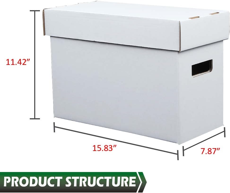GRAND ORANGE 5 Pack Comic Book Storage Boxes, Holds 150-175 Comics Moistureproof Comic Box Collapsible and Stackable Comic Short Box, White