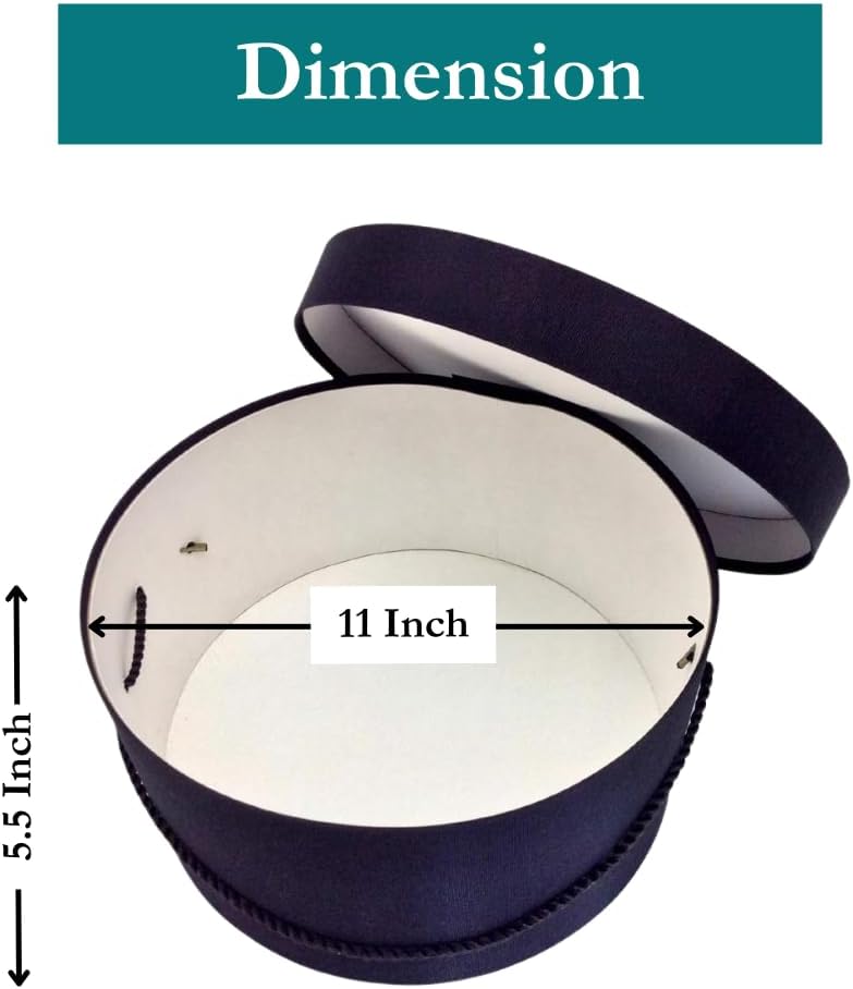 Sarah's Hat Boxes Classic Black Hat Box – 11" x 5.5" (Dia. x Ht.) Handmade in USA – Odorless Non-Toxic Adhesive, Cording Handle – Premium Storage for Hats & Accessories