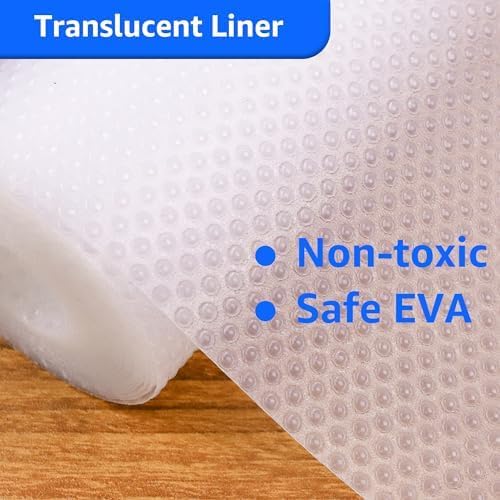 Clear Shelf Liners for Kitchen Cabinets - 17.7 Inch Wide Waterproof Drawer Liner - Translucent Non-Adhesive Easy to Cut Pantry Cupboard Liner for Refrigerator 17.7 in × 25 FT
