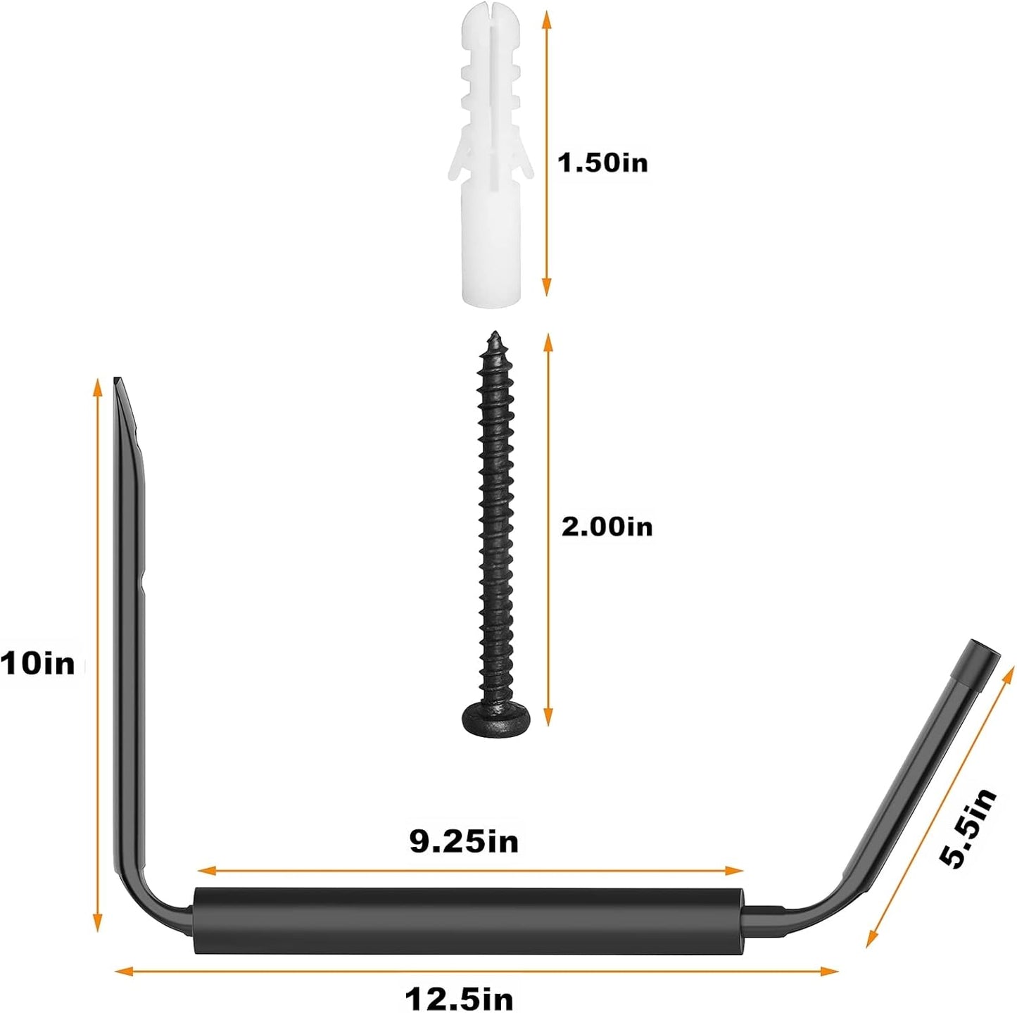 WALMANN Lightweight Kayak Storage Rack, Wall Mount Kayak Hooks for Garage Utility Storage Hangers for Canoe, Surfboard, Skiis, Snowboard, Paddle Board, Ladders