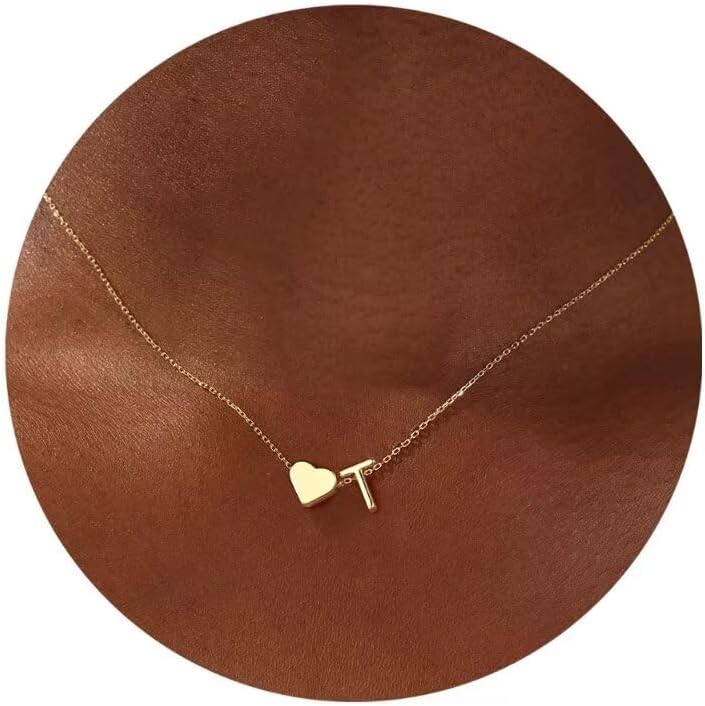 Turandoss Christmas Gifts for Grandkids - Dainty 18K Gold Plated Tiny Heart Initial A-Z Letter Pendant Necklace Stocking Stuffers for Teen Girls Jewelry