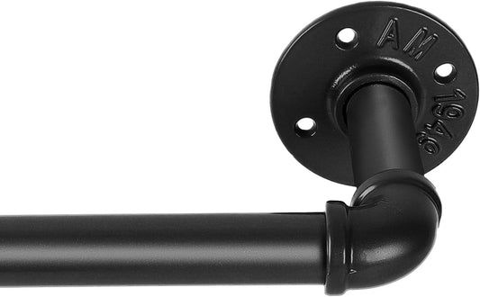 1-Inch Black Curtain Rod - Suitable for 72 to 144 Inch Windows - Industrial Duct Rod - Indoor/Outdoor - Ceiling or Wall Mounted