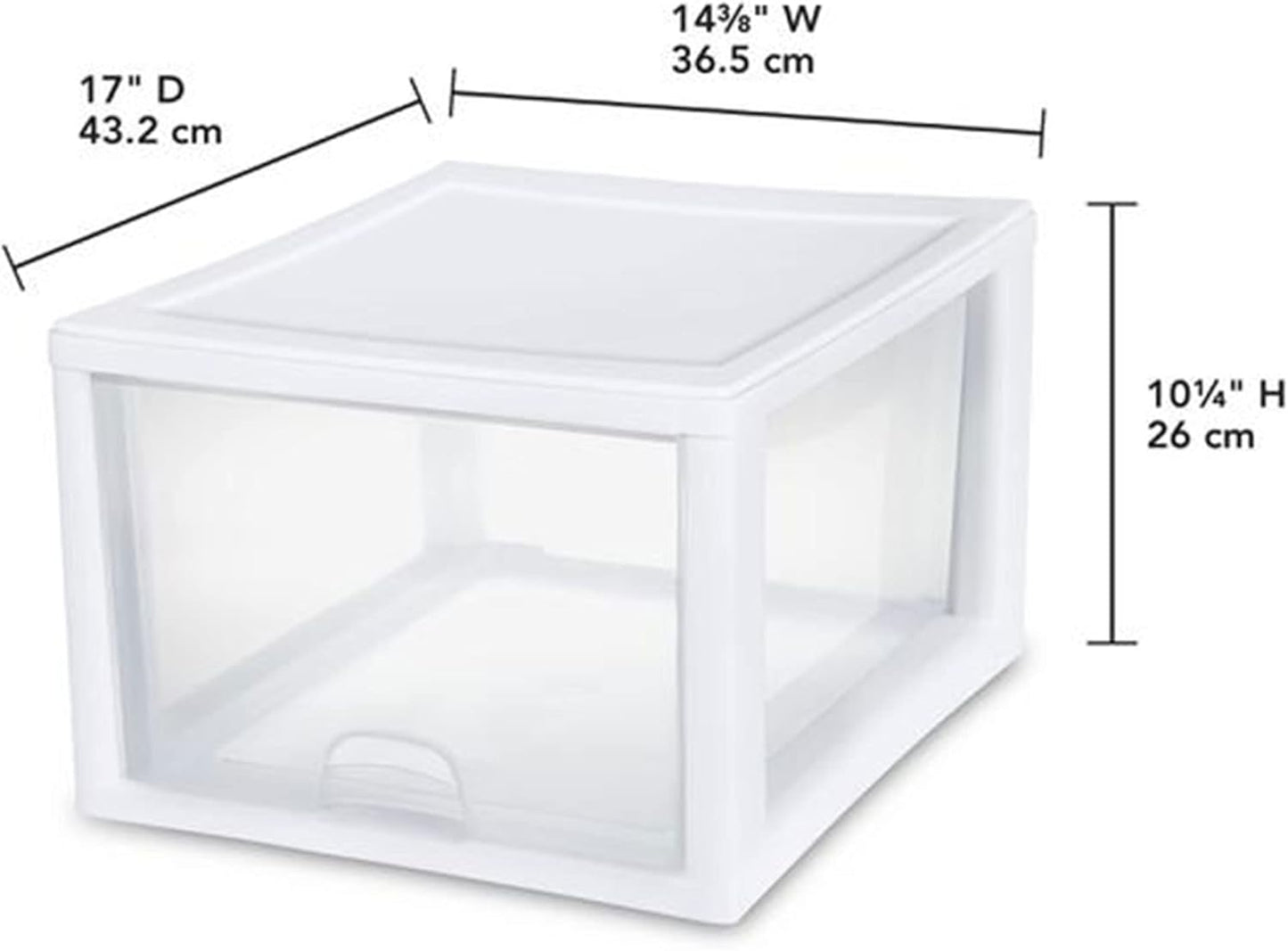 Sterilite 27 Qt (4 Pack) and 16 Qt (6 Pack) Clear Plastic Stackable Organizer Drawers, White