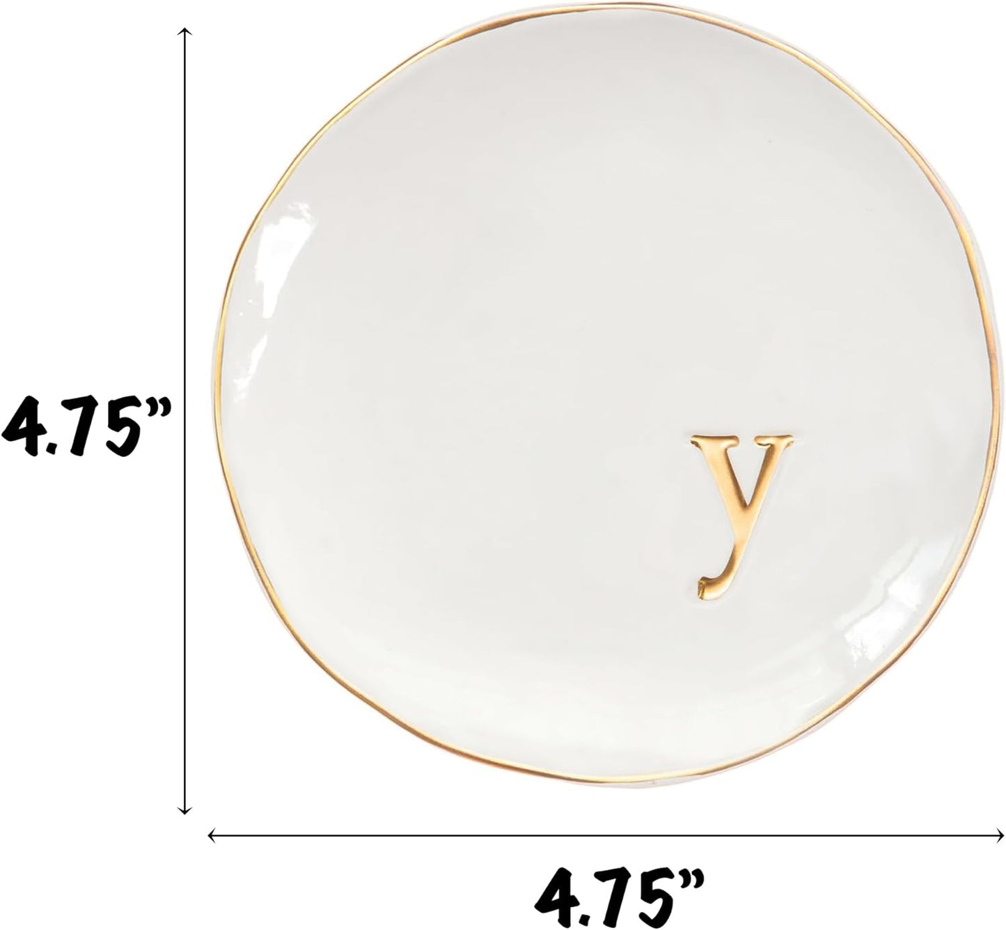 COLLECTIVE HOME - Ceramic Jewelry Tray, Decorative Trinket Dish for Rings Earrings Necklaces Bracelet Watch Keys, Birthday Mother's Day Christmas Gift for Women, 4.75", Glossy (y)