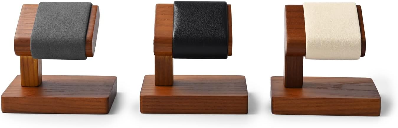 Oirlv Solid Wood Single Watch Display Stand Showcase Bracelet Bangle Jewelry Display Holder Wristwatch Holder for Men or Women(Black)