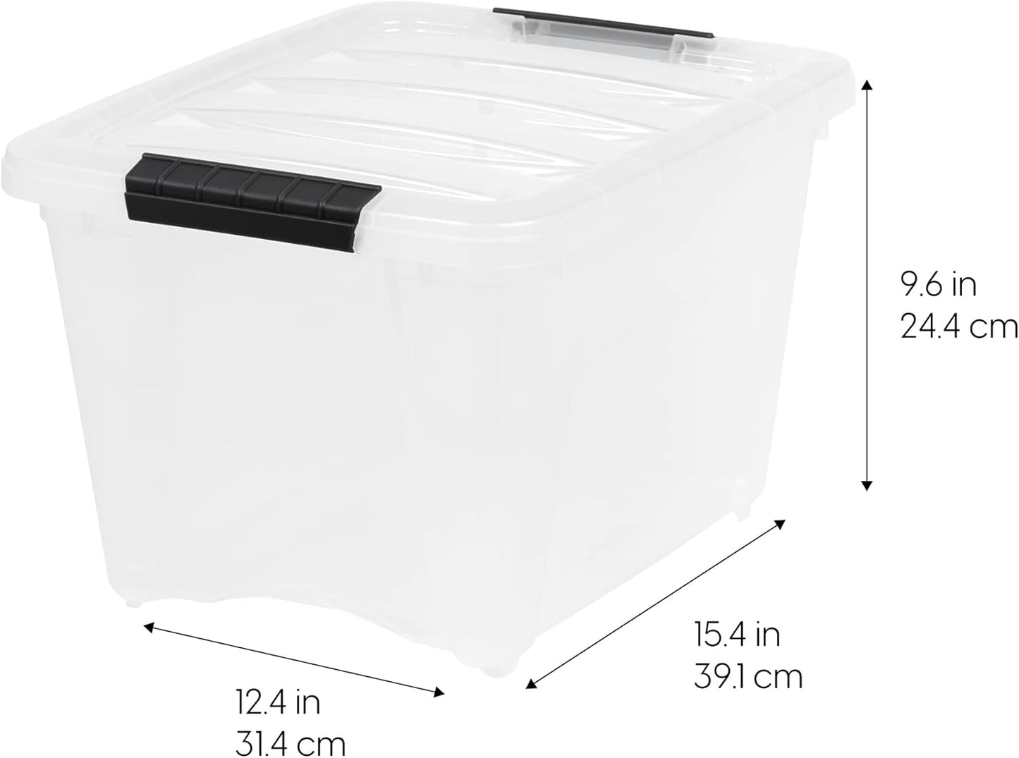 IRIS USA 19 Qt Stackable Plastic Storage Bins with Lids, 6 Pack - BPA-Free, Made in USA - Discreet Organizing Solution, Latches, Durable Nestable Containers, Secure Pull Handle - Pearl