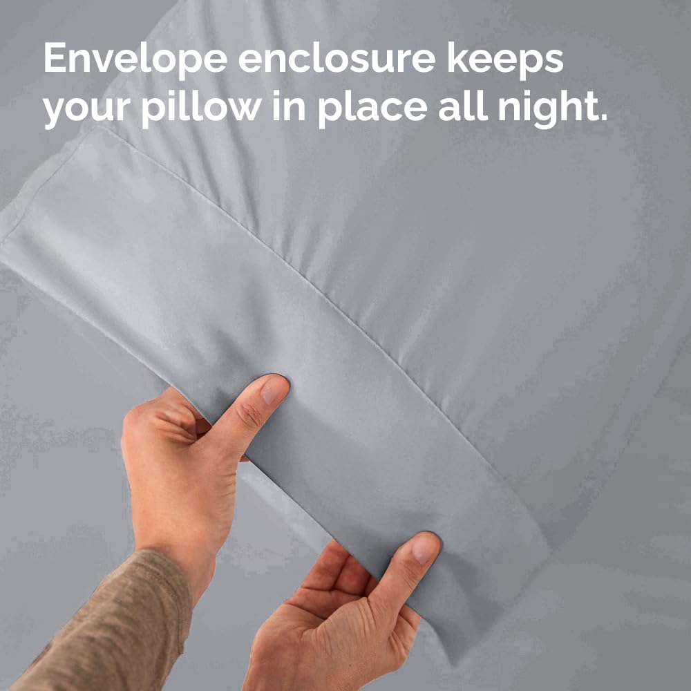 King Pillow Cases - 4 Pack - Super Soft Pillowcase Covers - Envelope Enclosure - Hotel Quality Pillow Protectors - Wrinkle Free, Shrink & Stain Resistant - Machine Washable - 20" x 40" (Steel Blue)