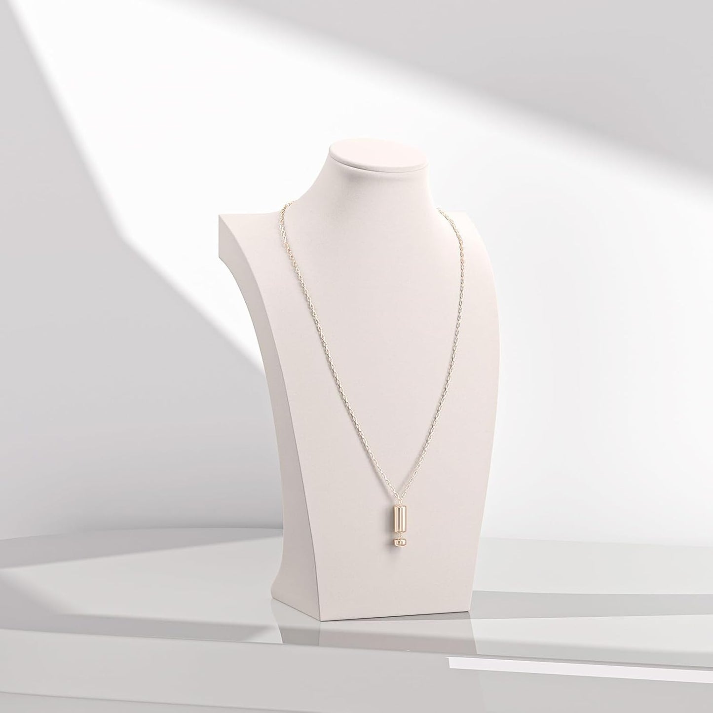 Necklace Bust Display Stand, Necklace Holder, Pendant Chain Necklace Organizer for Women (Beige Velvet, L 4PCS)