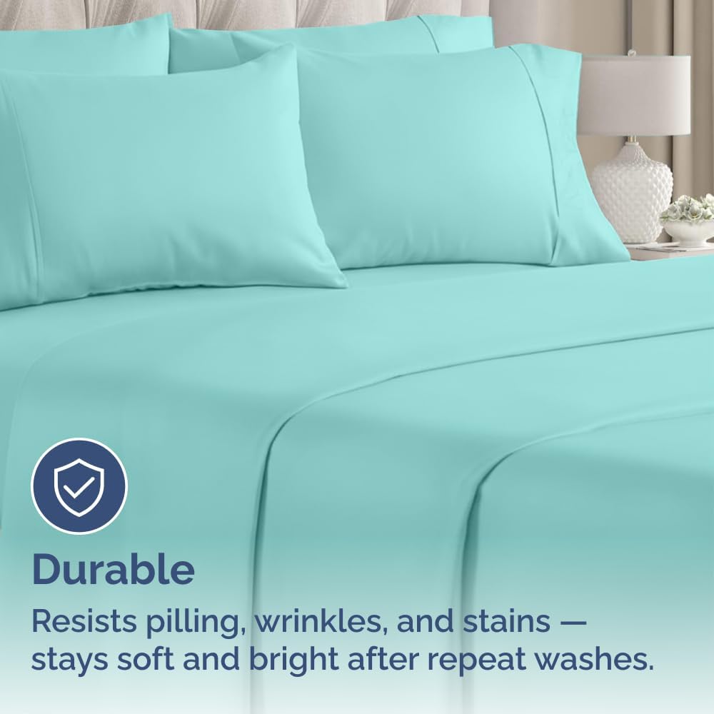 Queen Pillow Cases - 4 Pack - Super Soft Pillowcase Covers - Envelope Enclosure - Hotel Quality Pillow Protectors - Wrinkle Free, Shrink and Stain Resistant - Machine Washable - 20" x 30" (Spa Blue)