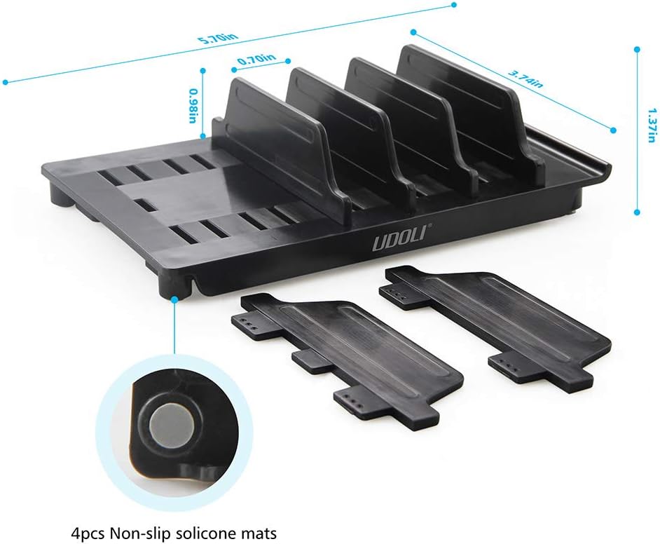 Adjustable Universal Multi Device Organizer Dock Stand Holder, Tablet Cell Phone Desktop Stand for iPhone Samsung Galaxy Google Nexus Kindle (Black)- No Charging Port