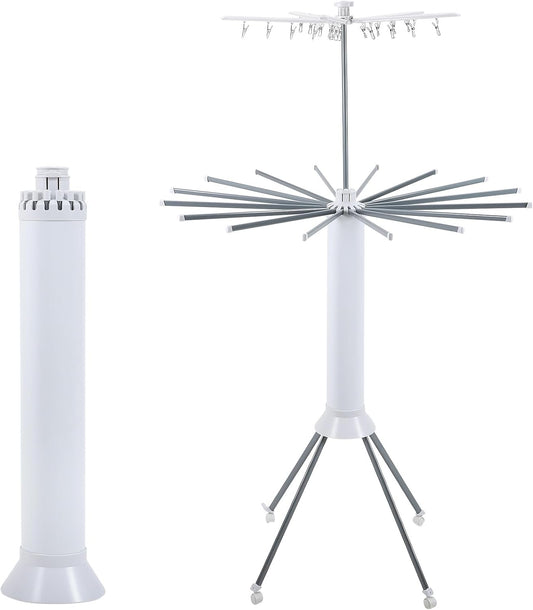 Dollate 4-Legged Clothes Drying Rack Foldable,Octopus-Shaped Portable Laundry Drying Rack,Outdoor and Indoor Collapsible Drying Rack with 4 Pulleys,2 Tier
