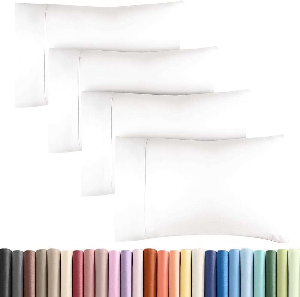 King Pillow Cases - 4 Pack - Super Soft Pillowcase Covers - Envelope Enclosure - Hotel Quality Pillow Protectors - Wrinkle Free, Shrink & Stain Resistant - Machine Washable - 20" x 40" (Antique White)