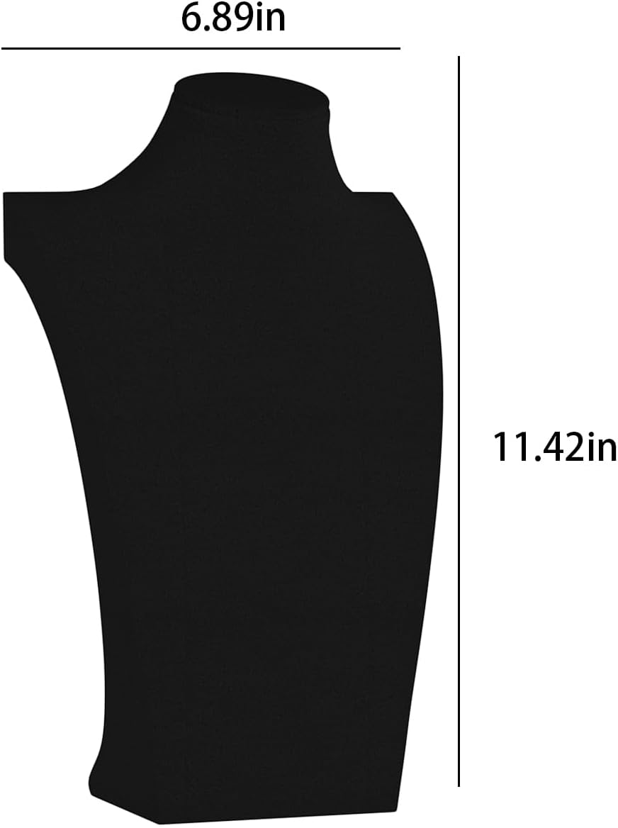 Necklace Bust Display Stand, Necklace Holder, Pendant Chain Necklace Organizer for Women (Black Velvet, L 4PCS)