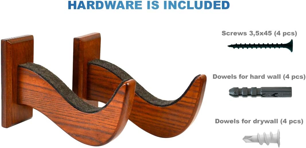 TESLYAR Surfboard Wall Mount – Wooden Surfboard Rack for Wall Storage – Solid Wood Hooks for Surfboard, Snowboard, Paddle Board & Wakeboard – Wave Style