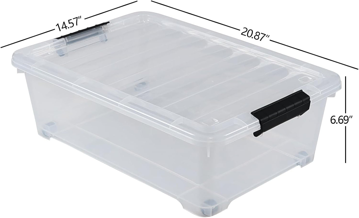 Zopnny 3-Pack 20 Quart Under Bed Shoe Storage Organizer, Underbed Storage Container Box with Wheels, Clear