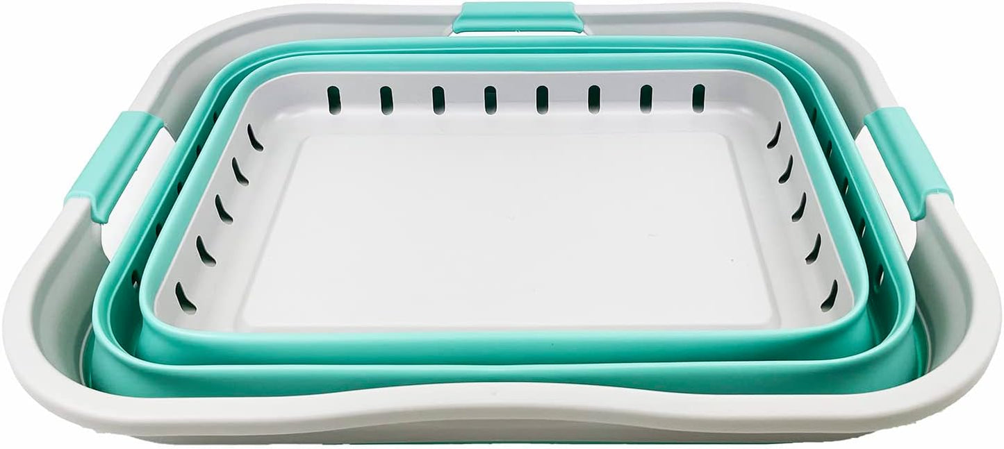 SAMMART 42L (11 gallon) Collapsible Plastic Laundry Basket - Foldable Pop Up Storage Container/Organizer - Portable Washing Tub - Space Saving Hamper/Basket (Grey/Pine)