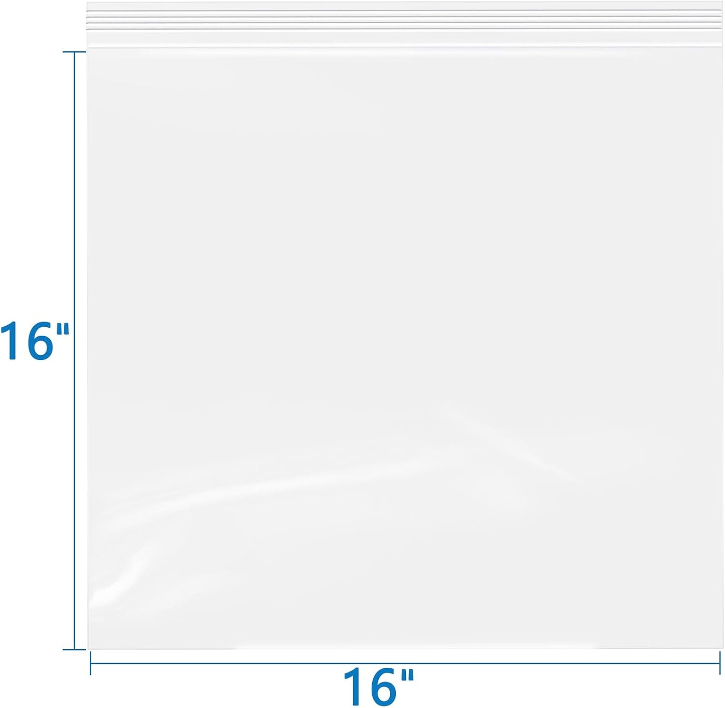 iMailer- 16" x 16" 100 Pack- 2 Mil Resealable Zip Bags- Clear Plastic Bags with Zip Top Lock for Storage, Organizing, Crafts, Travel