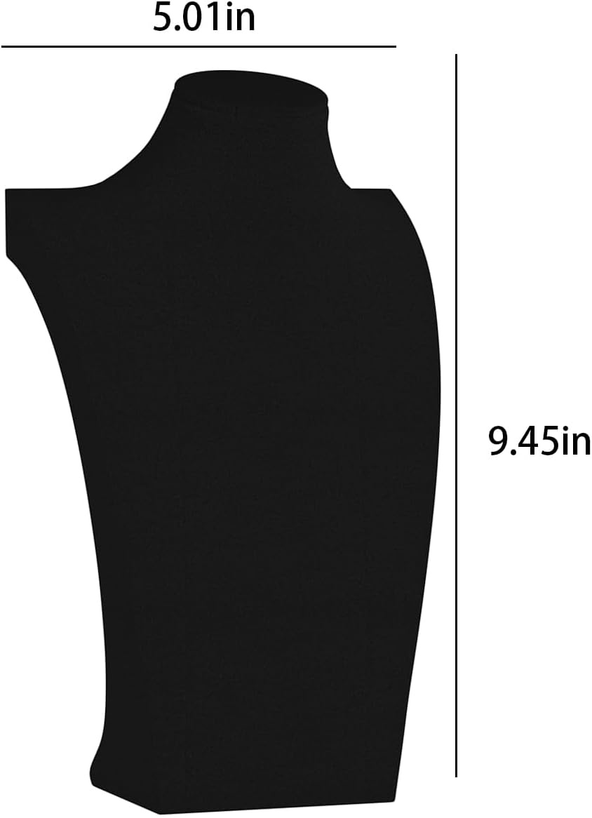 Necklace Bust Display Stand, Necklace Holder, Pendant Chain Necklace Organizer for Women (Black Velvet, S 1PCS)
