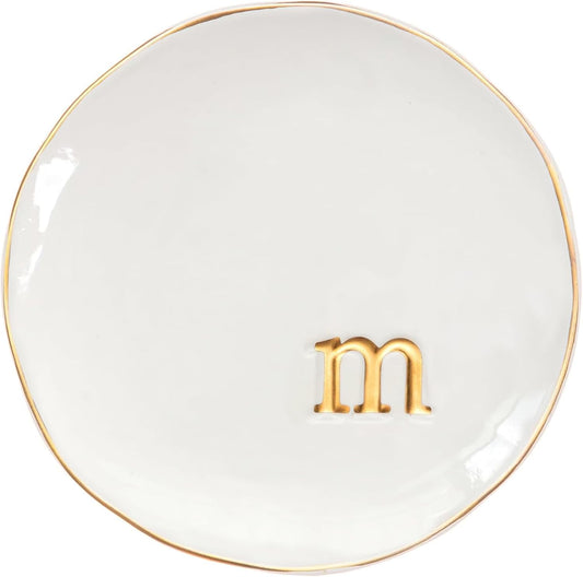 COLLECTIVE HOME - Ceramic Jewelry Tray, Decorative Trinket Dish for Rings Earrings Necklaces Bracelet Watch Keys, Birthday Mother's Day Christmas Gift for Women, 4.75", Glossy (m)