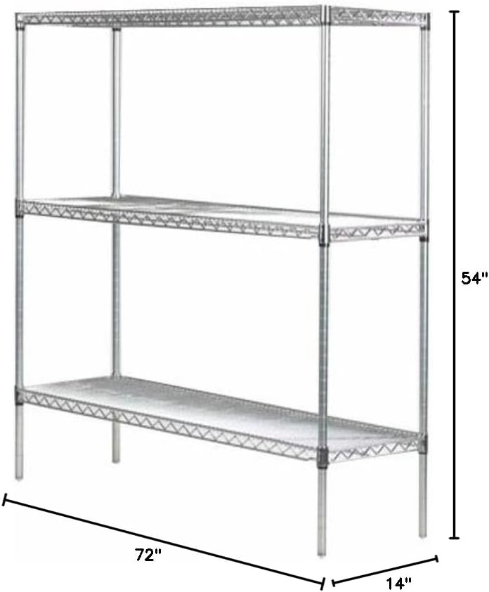 Omega 14" Deep x 72" Wide x 54" High 3 Tier Gray Starter Shelving Unit