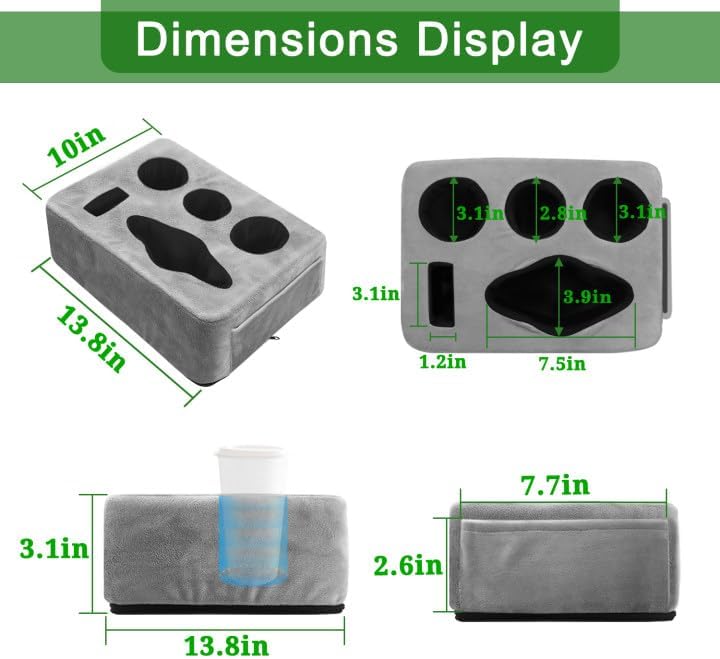 Couch Bed Cup Holder Pillow, Nisdoing 5 Hole Couch Drink Holder! Keep Drinks Hand Side and KeepTemp, Prevent Spills and Use Anywhere. Cup Holder for Couch, Bed,Camping,RV,Car,Beach. Gray