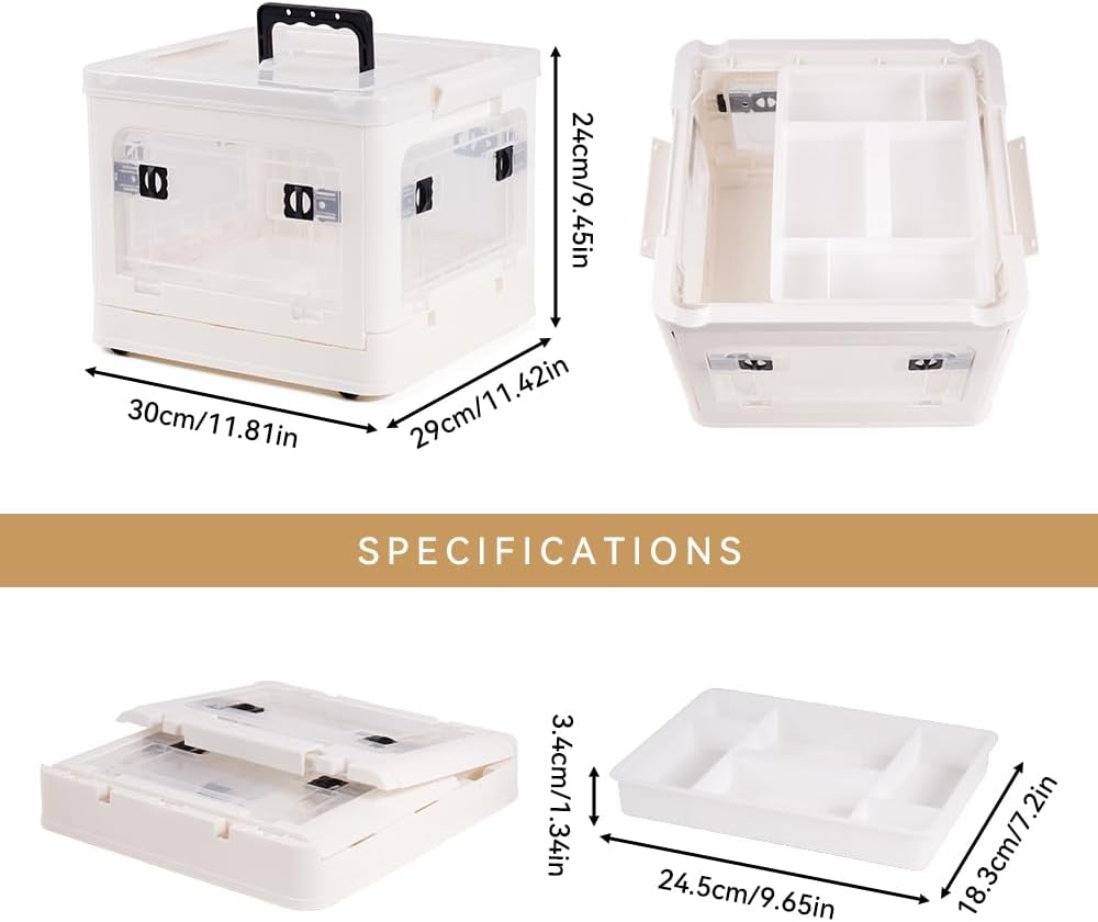 DOUKE 22qt Medicine Organizer Storage Box – Plastic First Aid Box Empty with Lid, Stackable Medical Container with Handle & Wheels, Sturdy BPA-Free Case with Tray for Medication & Supplies