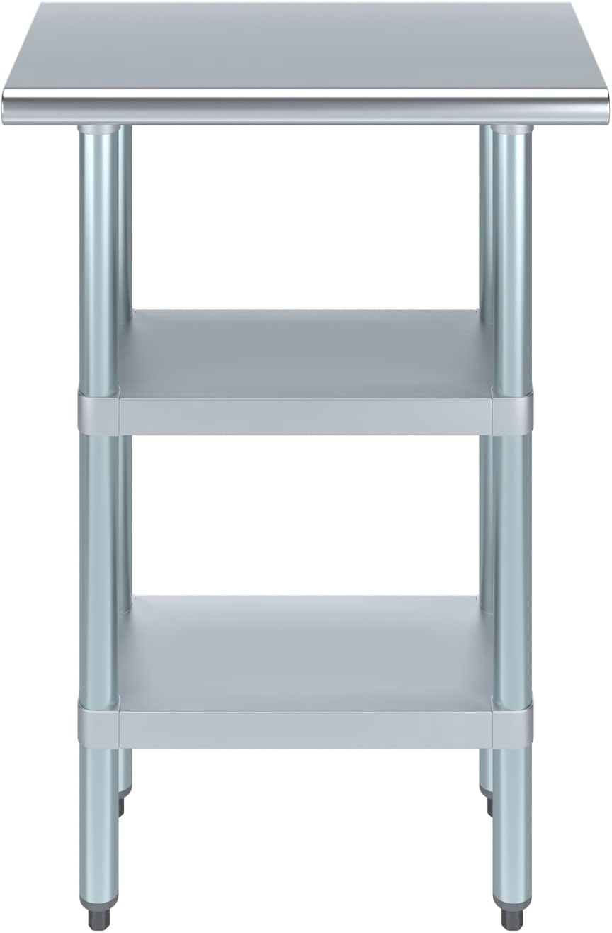 AmGood Stainless Steel Work Table with 2 Shelves | NSF | Metal Utility Table (24" Long x 14" Deep)