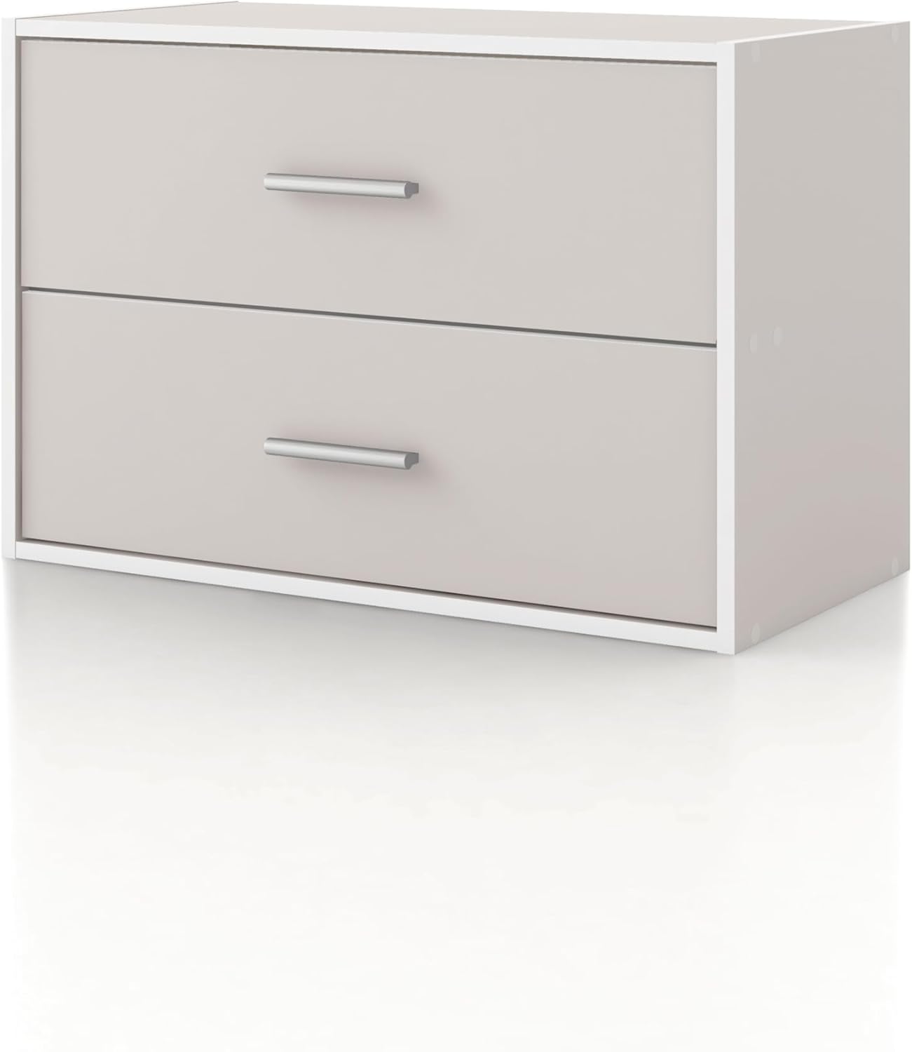 Homes: Inside + Out Apexa 2-Drawer Wooden Stackable Storage Drawers, Small Food Pantry Cabinet, Cajonera De Madera, Underbed Drawer Dorm Teen Room Decor & Bedroom, Home Office, Kitchen, Taupe Grey